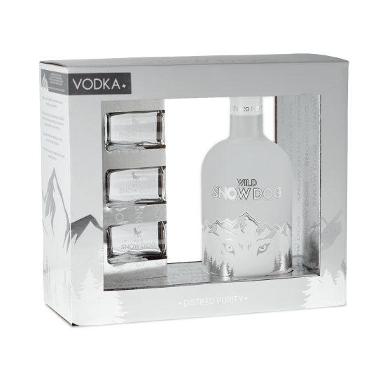 Wild Snow Dog Vodka com Copos de Shot