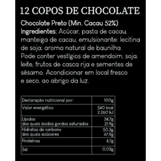 Blister 12 copos de chocolate - Ginja Serra da Estrela