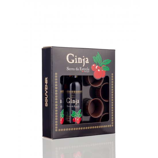 Ginja Serra da Estrela - Conjunto de 2 Miniaturas com copos de chocolate